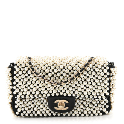 Chanel Satin Lambskin Pearl On Flap Black 1 of 10