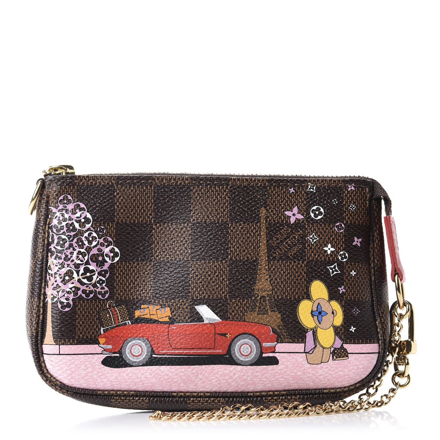 Damier Ebene 2019 Christmas Animation Mini Pochette Accessories Red