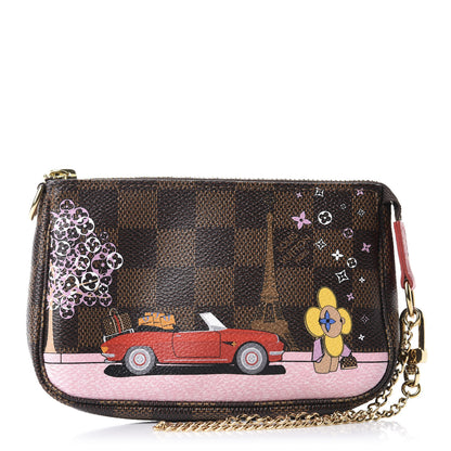 Louis Vuitton Damier Ebene 2019 Christmas Animation Mini Pochette Accessories Red 1 of 7