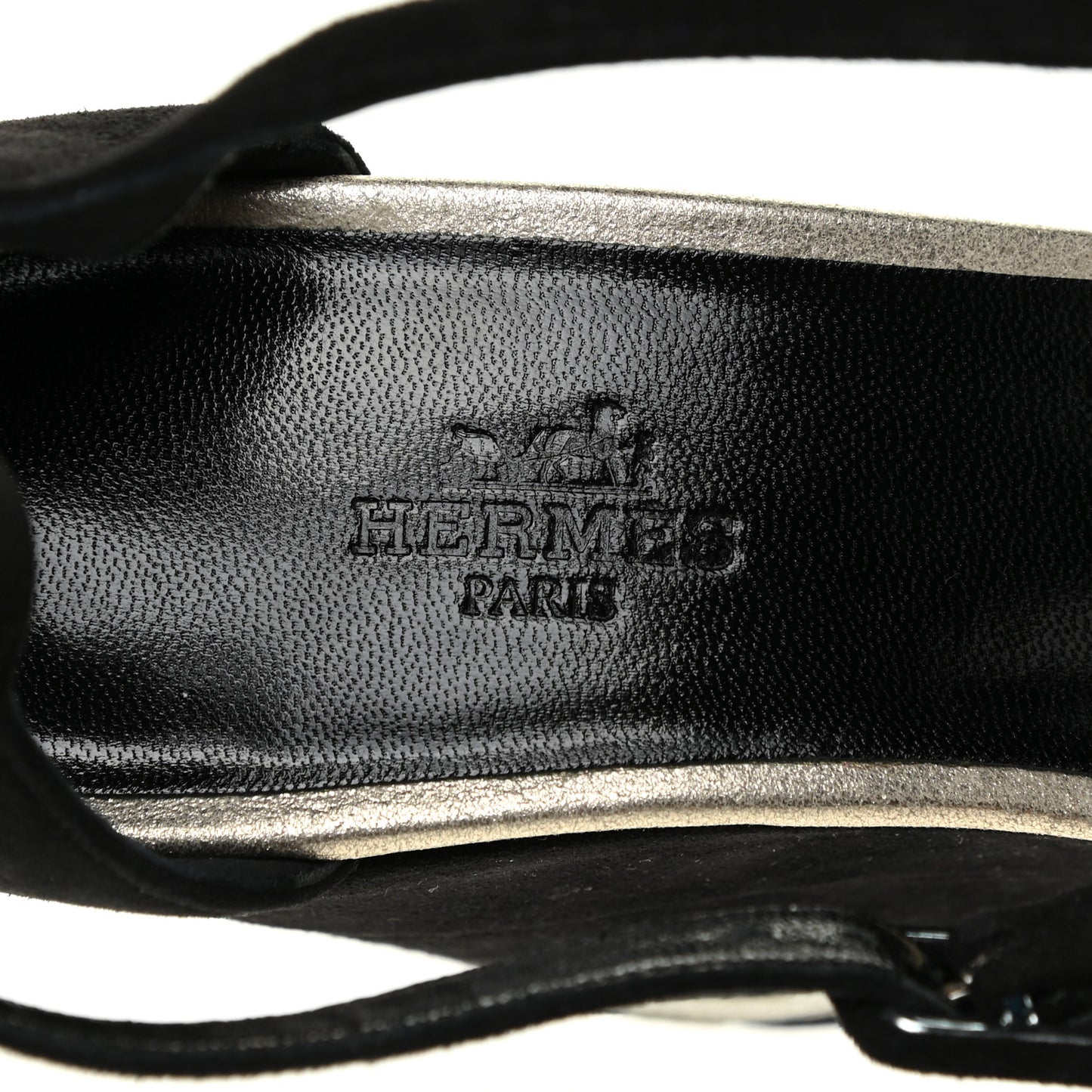 Suede Goatskin Tournis Wedge Sandals 38 Black