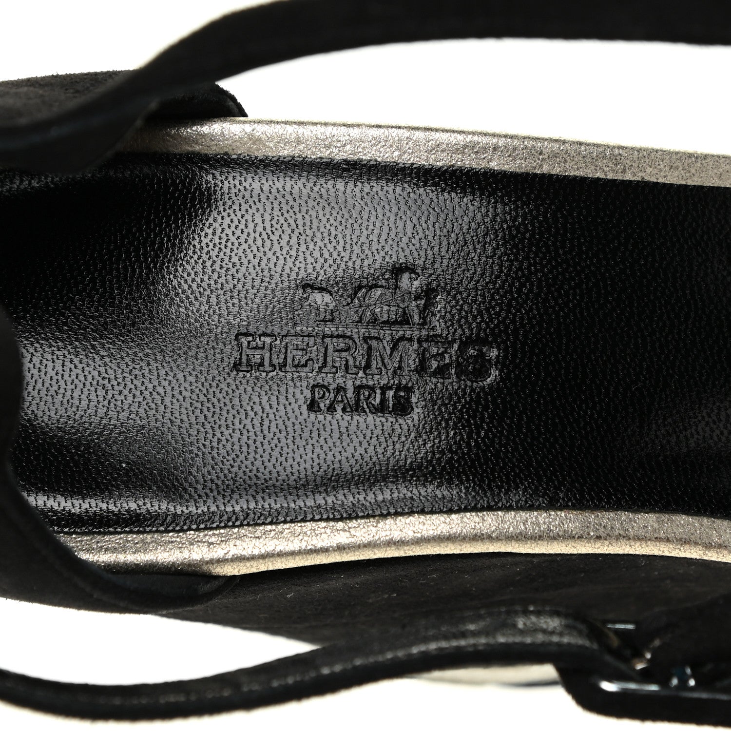 Hermes Suede Goatskin Tournis Wedge Sandals 38 Black 11 of 11