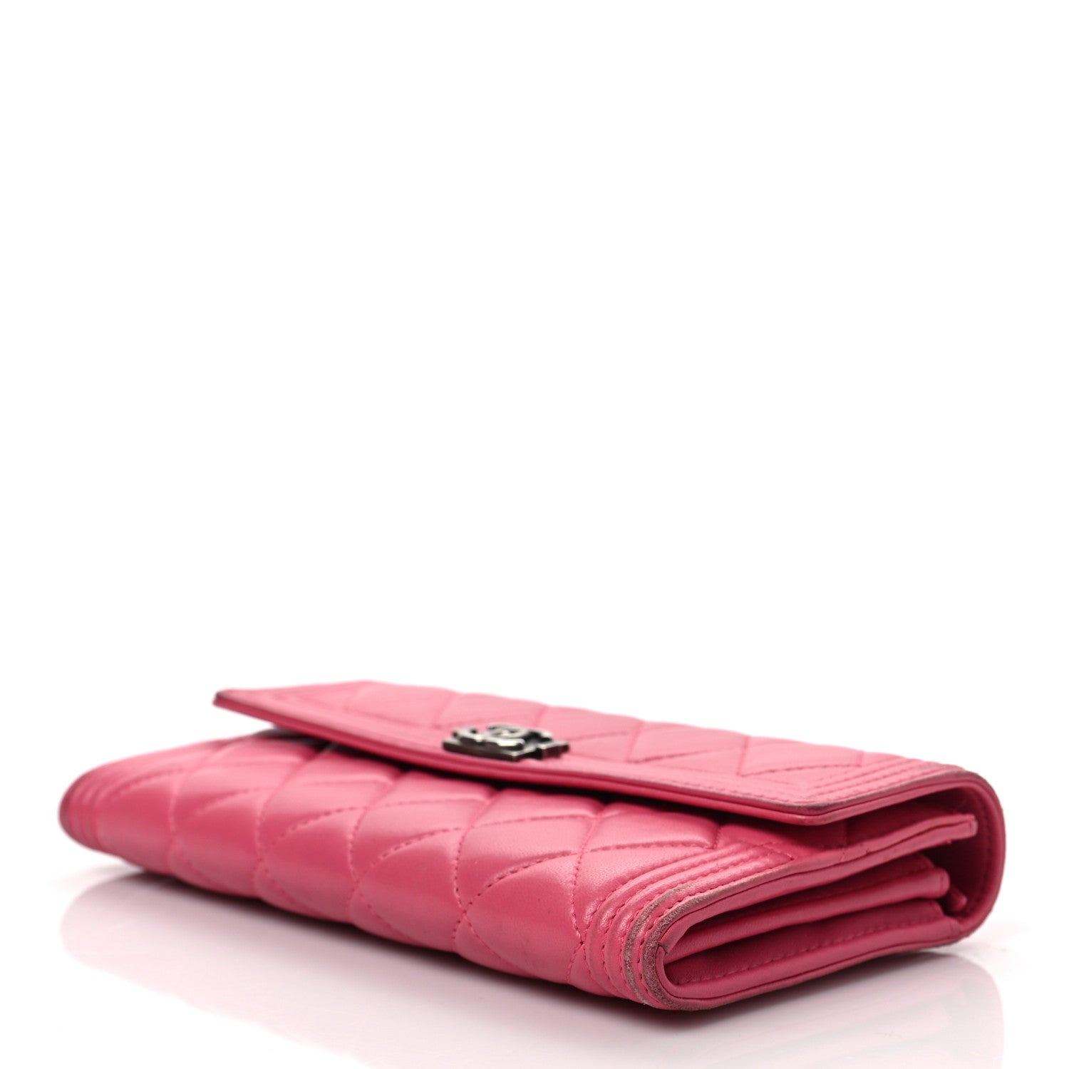 Chanel Lambskin Quilted Boy Flap Wallet Fuchsia 9 of 9