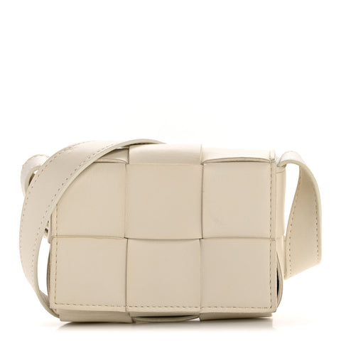 Lambskin Maxi Intrecciato Extra Mini Cassette Crossbody Bag White
