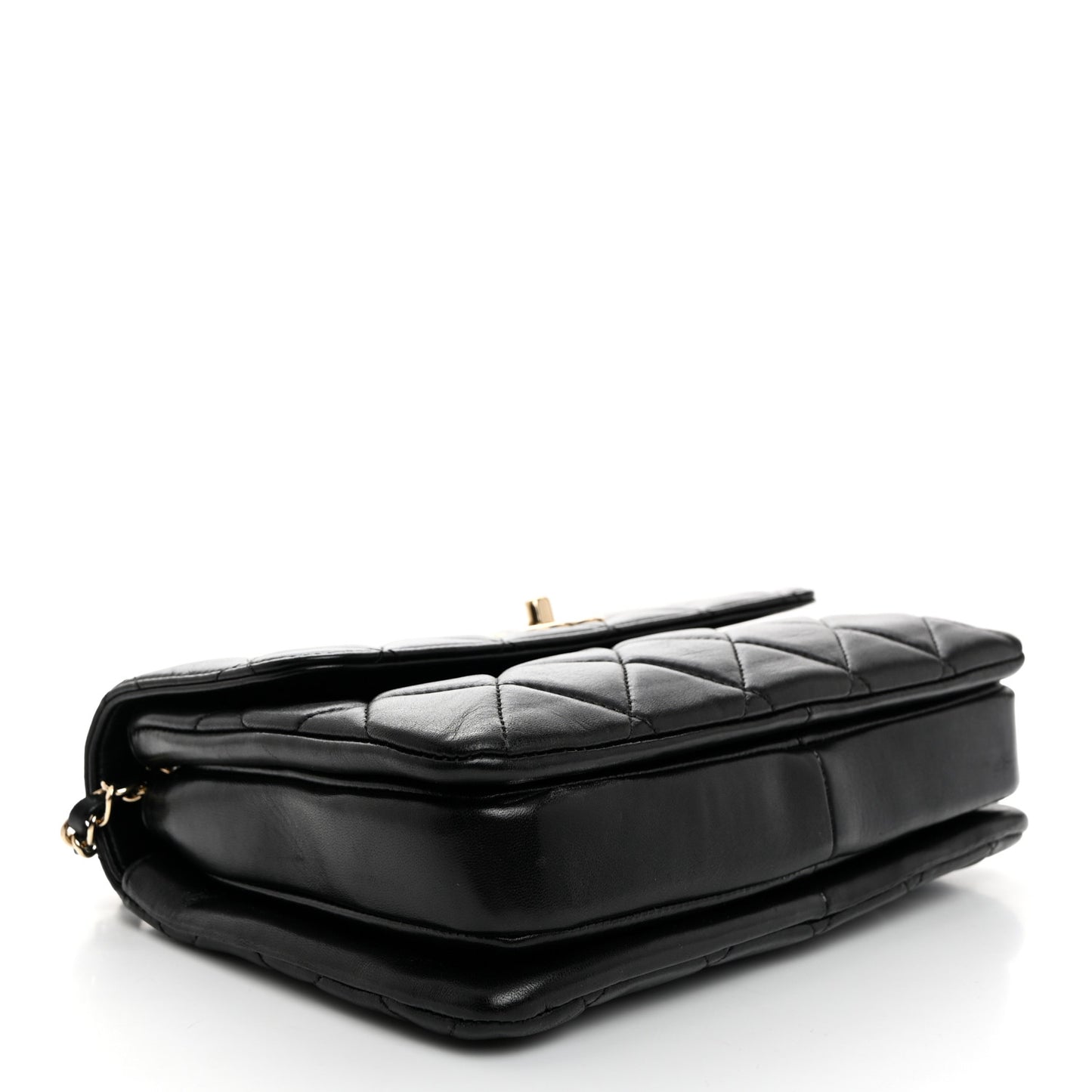 Lambskin Quilted Small Trendy CC Dual Handle Flap Bag Black