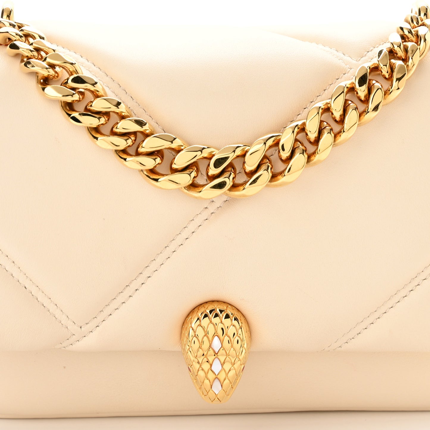 Calfskin Matelasse Mini Serpenti Cabochon Crossbody Bag Ivory Opal