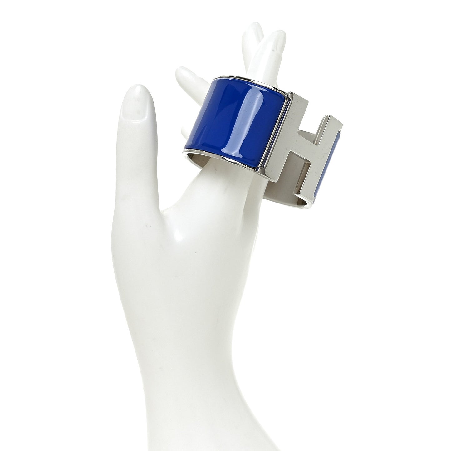 Enamel Extra Wide Clic Clac H Bracelet GM Bleu Electrique