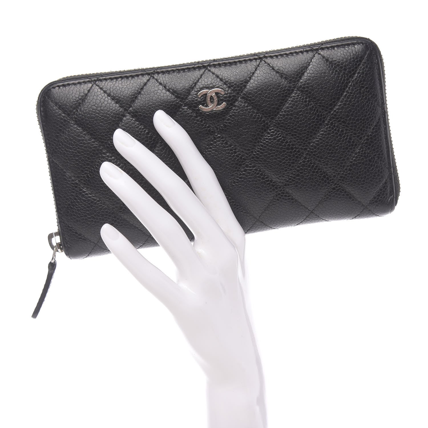 Chanel Caviar Quilted Large Gusset Zip Around Wallet Black 2 of 8