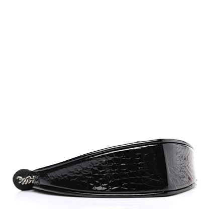 Saint Laurent Patent Crocodile Embossed Sac Coeur Heart Shaped Clutch Black 3 of 4