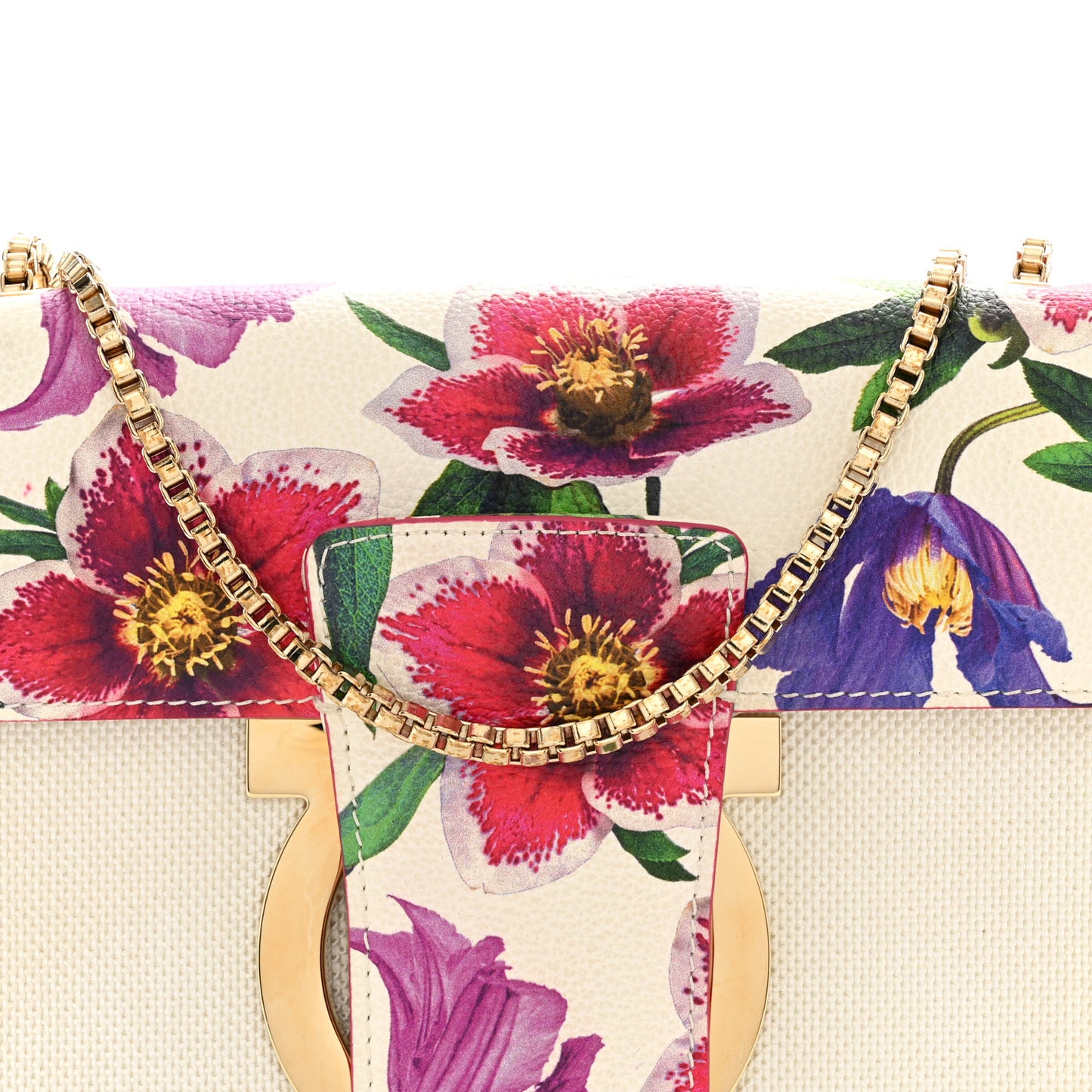 Canvas Calfskin Thalia Crossbody Bag White Multicolor