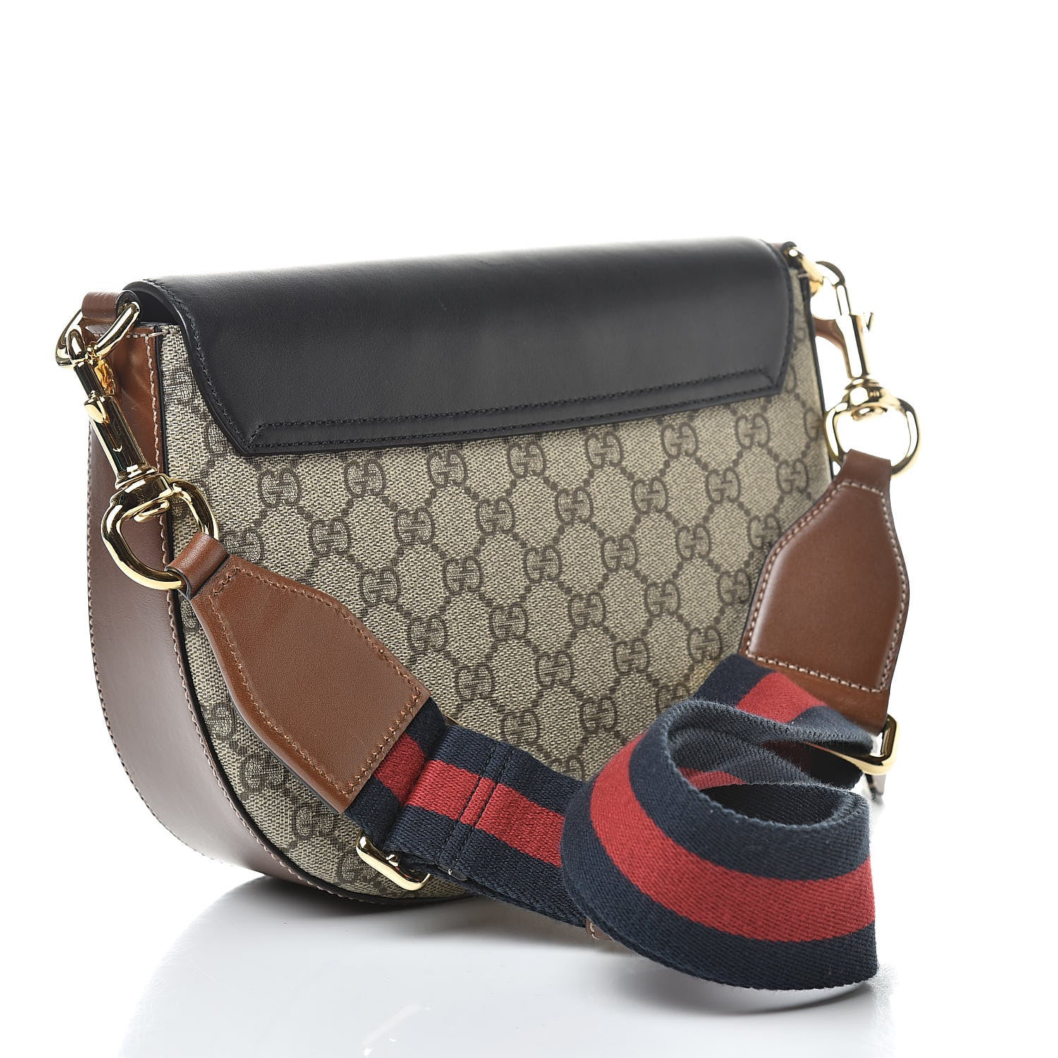 Gucci GG Supreme Monogram Web Medium Padlock Messenger Shoulder Bag Black 3 of 11