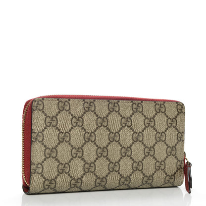 Gucci GG Supreme Monogram Kingsnake Heart Embroidered Zip Around Wallet Red 3 of 8