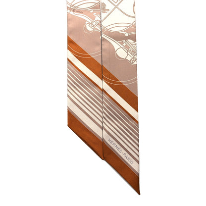 Hermes Silk Ex-Libris Twilly Beige White Caramel 2 of 4