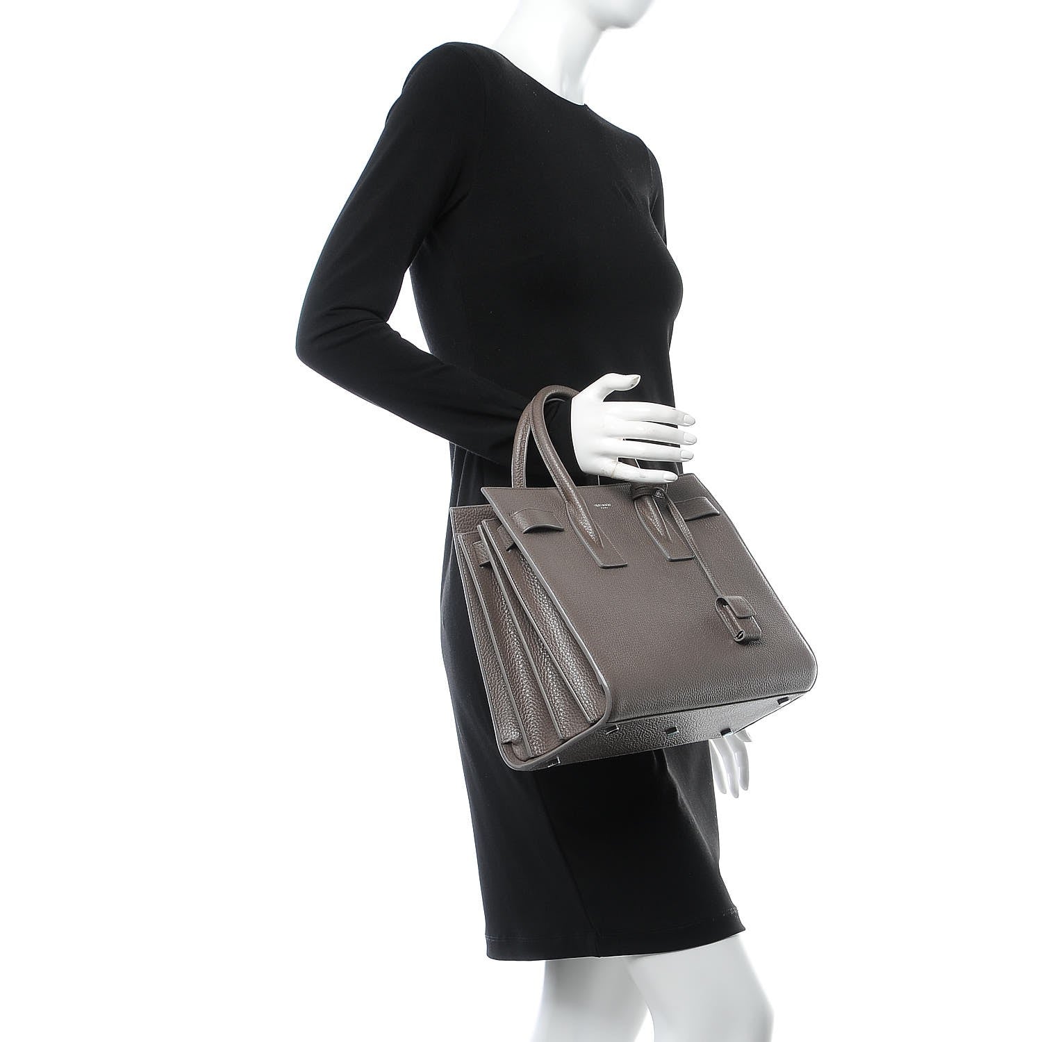 Saint Laurent Grained Calfskin Small Sac De Jour Fog 3 of 9