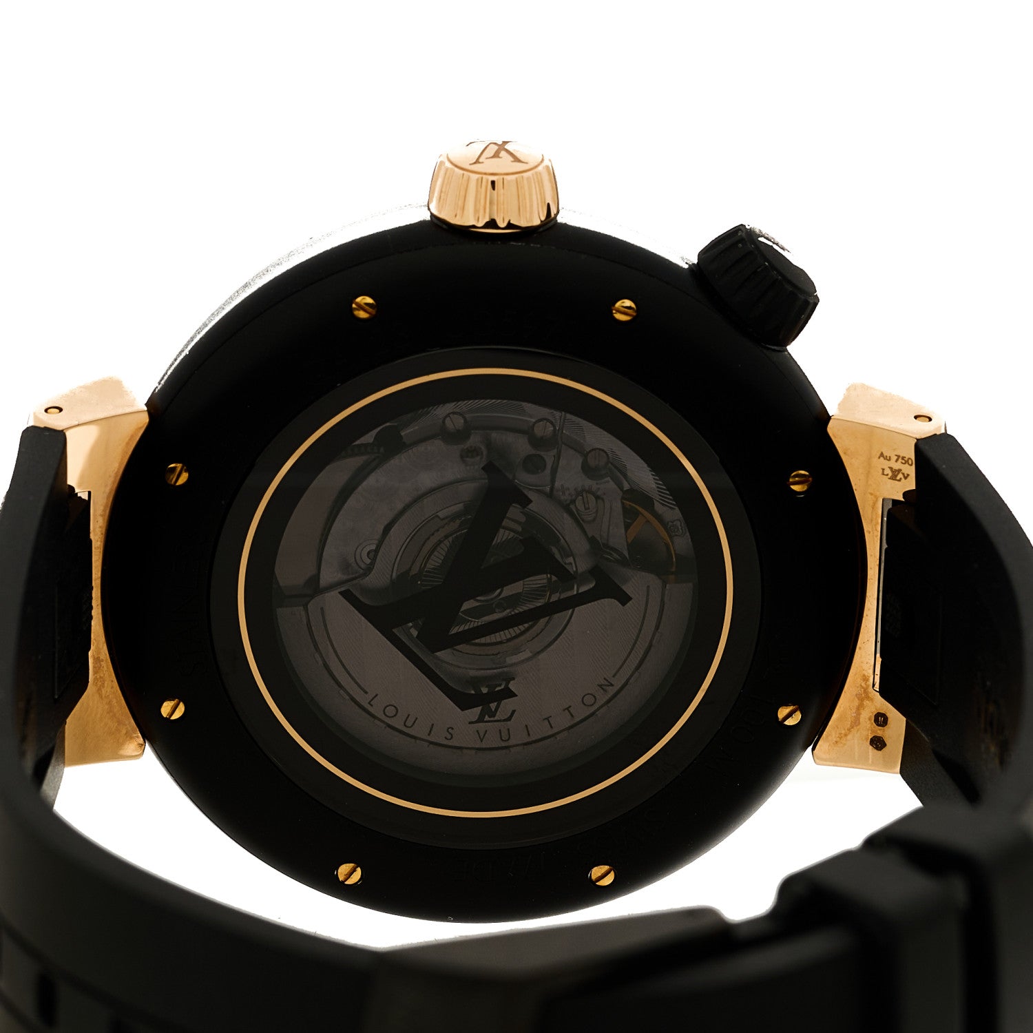 Louis Vuitton Stainless Steel 18K Rose Gold Rubber 44mm Tambour