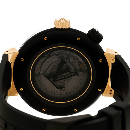 Louis Vuitton Stainless Steel 18K Rose Gold Rubber 44mm Tambour Street Diver Automatic Watch Black 4 of 5