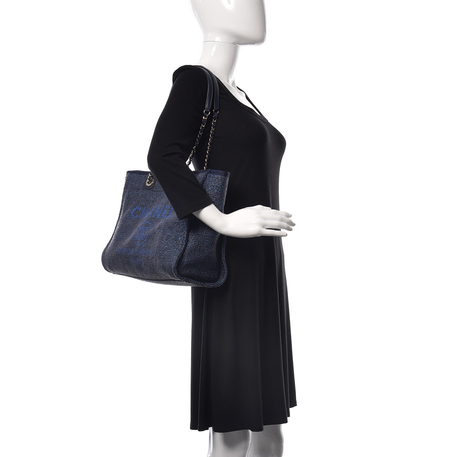Chanel Lurex Boucle Small Deauville Tote Blue 2 of 10