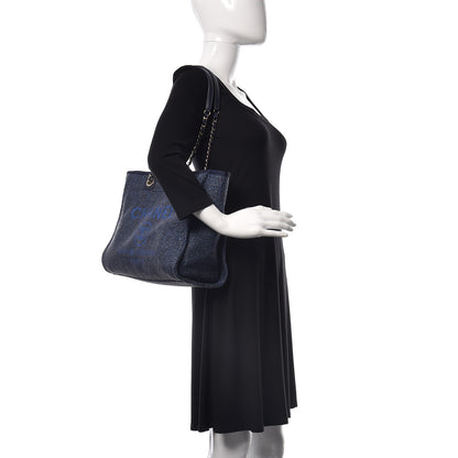 Chanel Lurex Boucle Small Deauville Tote Blue 2 of 10