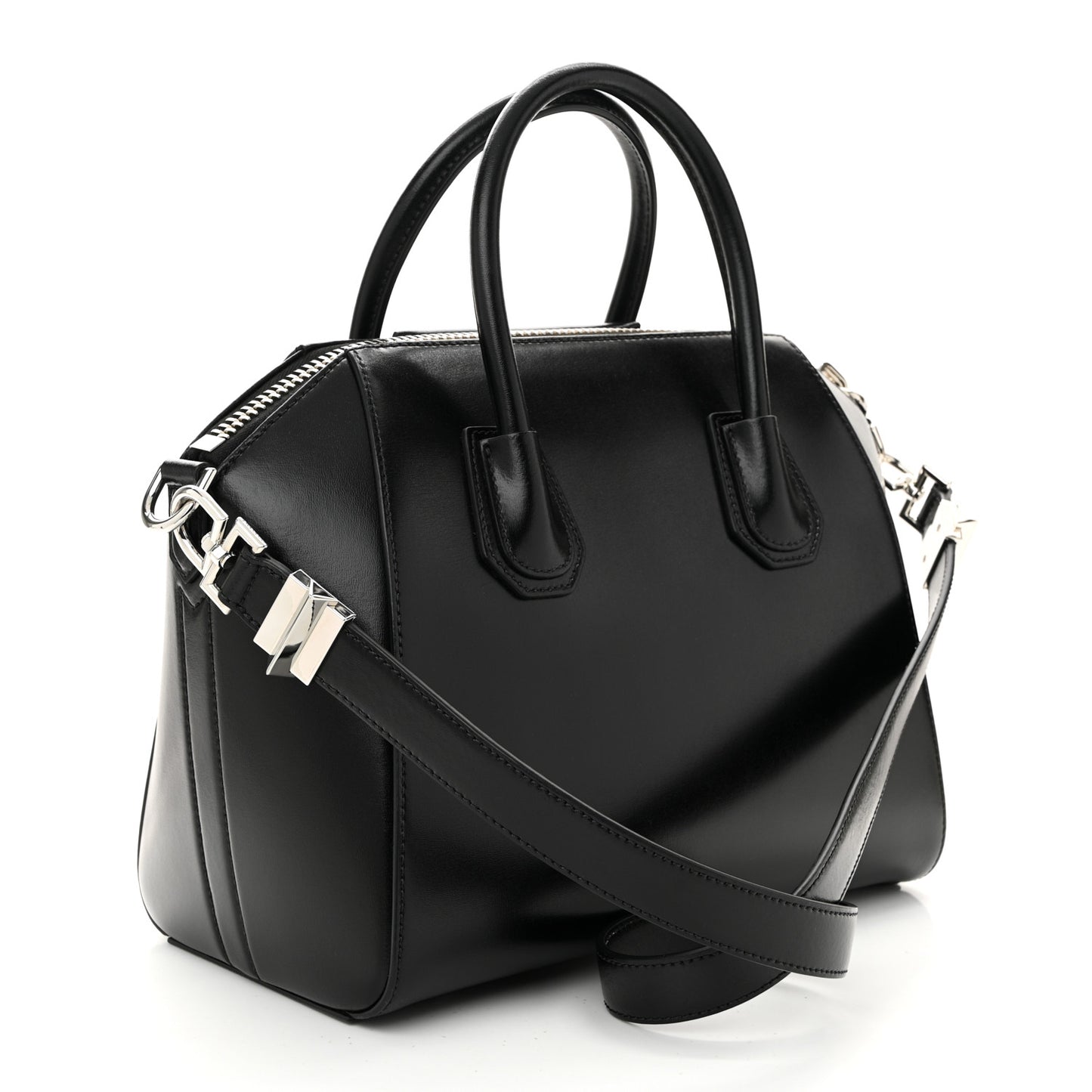 Shiny Lord Calfskin Small Antigona Black