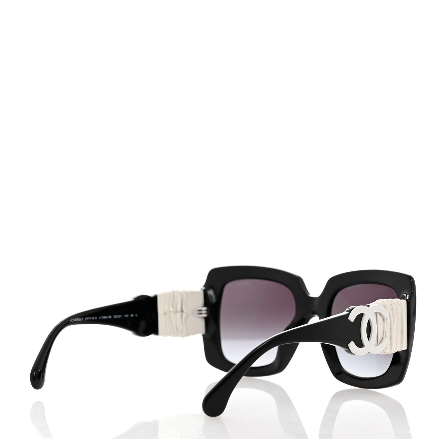 Acetate Calfskin Square Sunglasses 5474-Q-A Black White