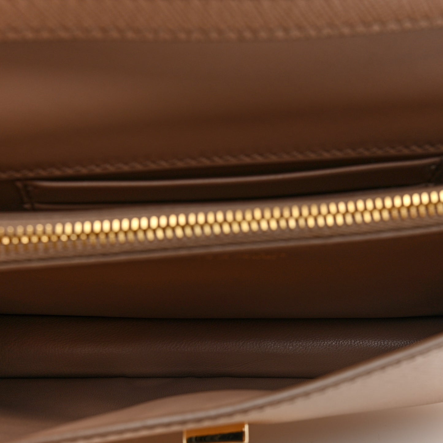 Saffiano Lux Mini Triangle Embleme Flap Shoulder Bag Cammeo