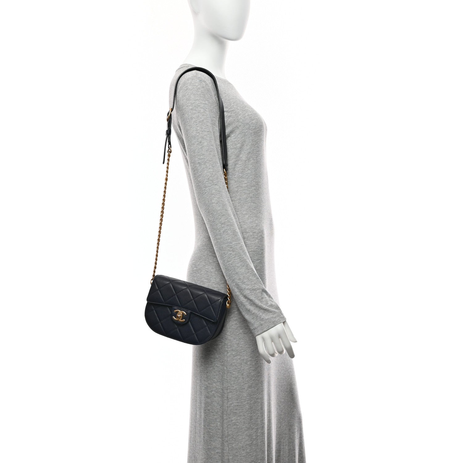 Chanel Calfskin Quilted Moon Messenger Navy 2 of 10