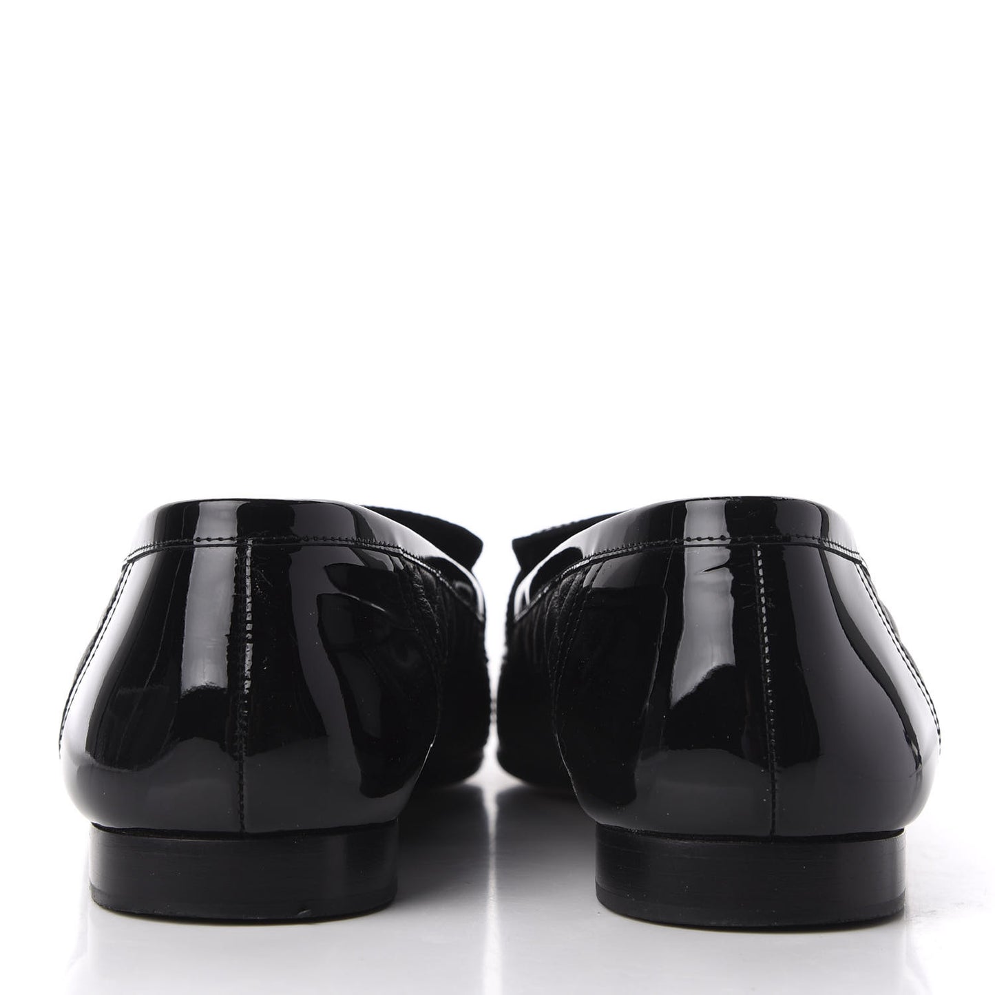 Patent Calfskin Quilted Womens CC Loafers 40 Black