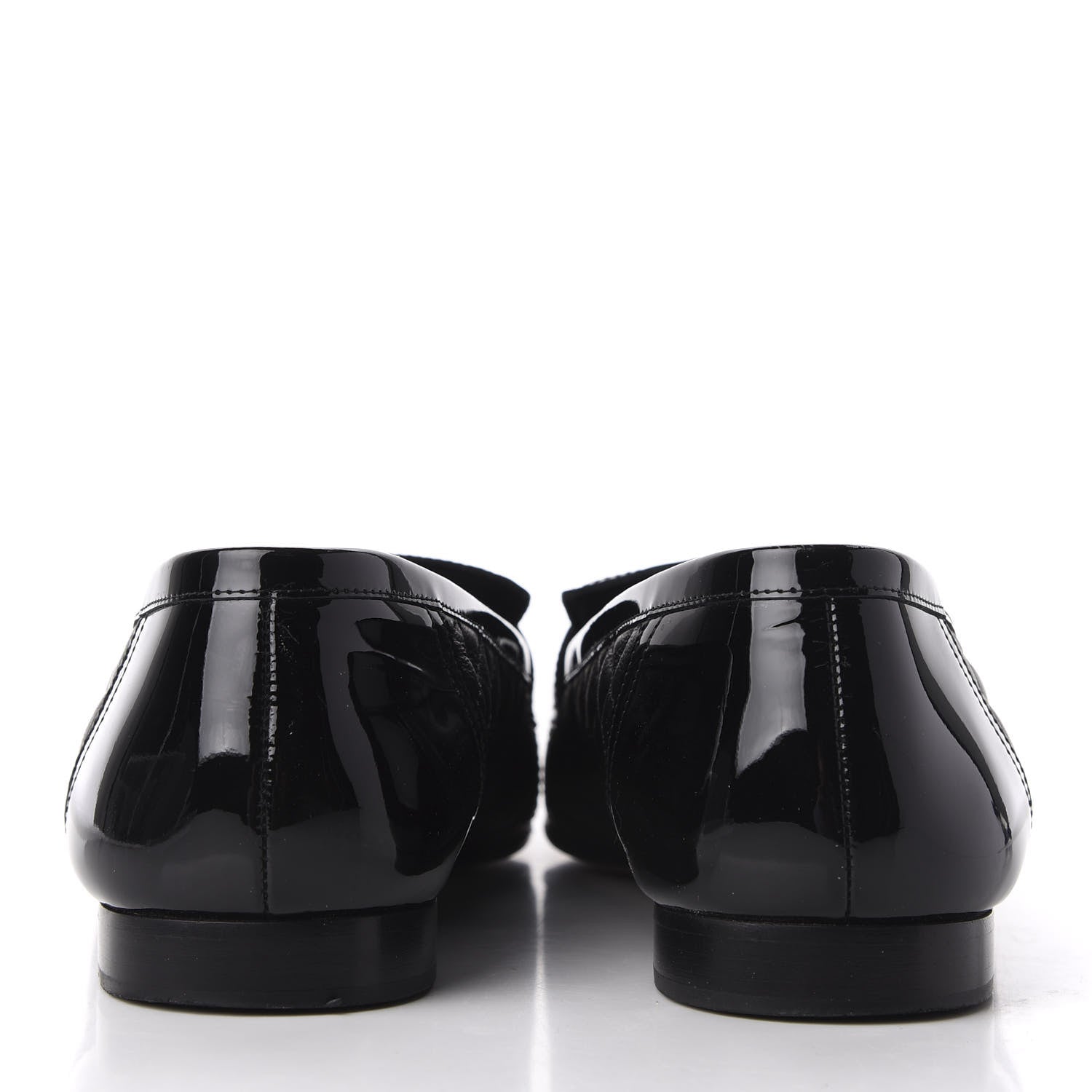 Chanel Patent Calfskin Quilted Womens CC Loafers 40 Black 7 of 15