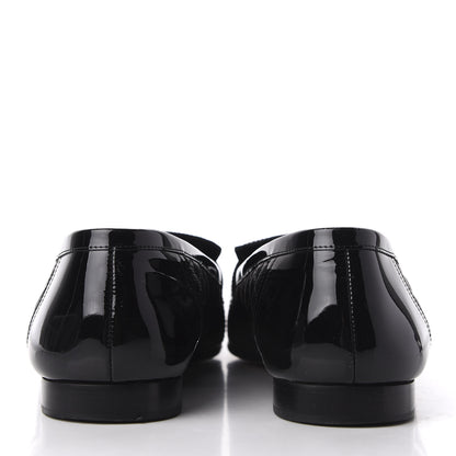Chanel Patent Calfskin Quilted Womens CC Loafers 40 Black 7 of 15