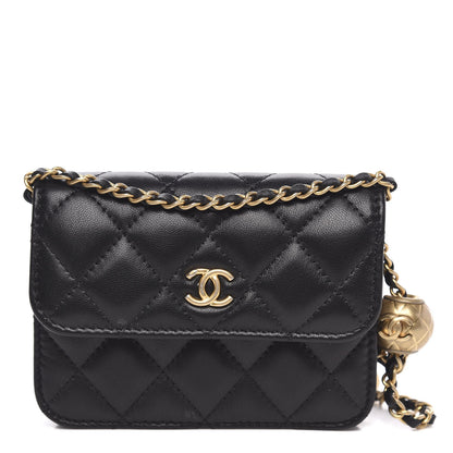 Chanel Lambskin Quilted Pearl Crush Clutch With Chain Black 1 of 9
