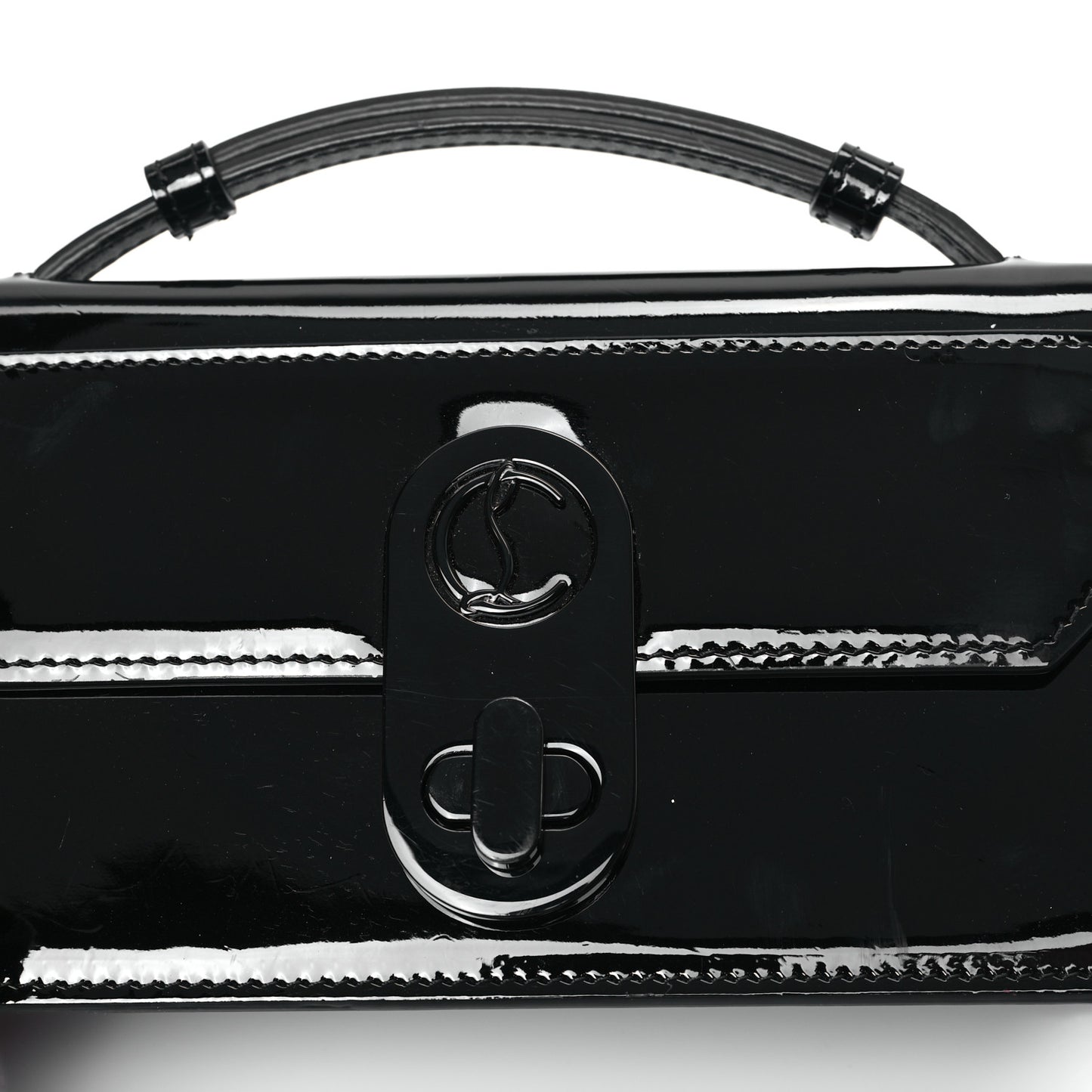 Patent Calfskin Small Elisa Baguette Black