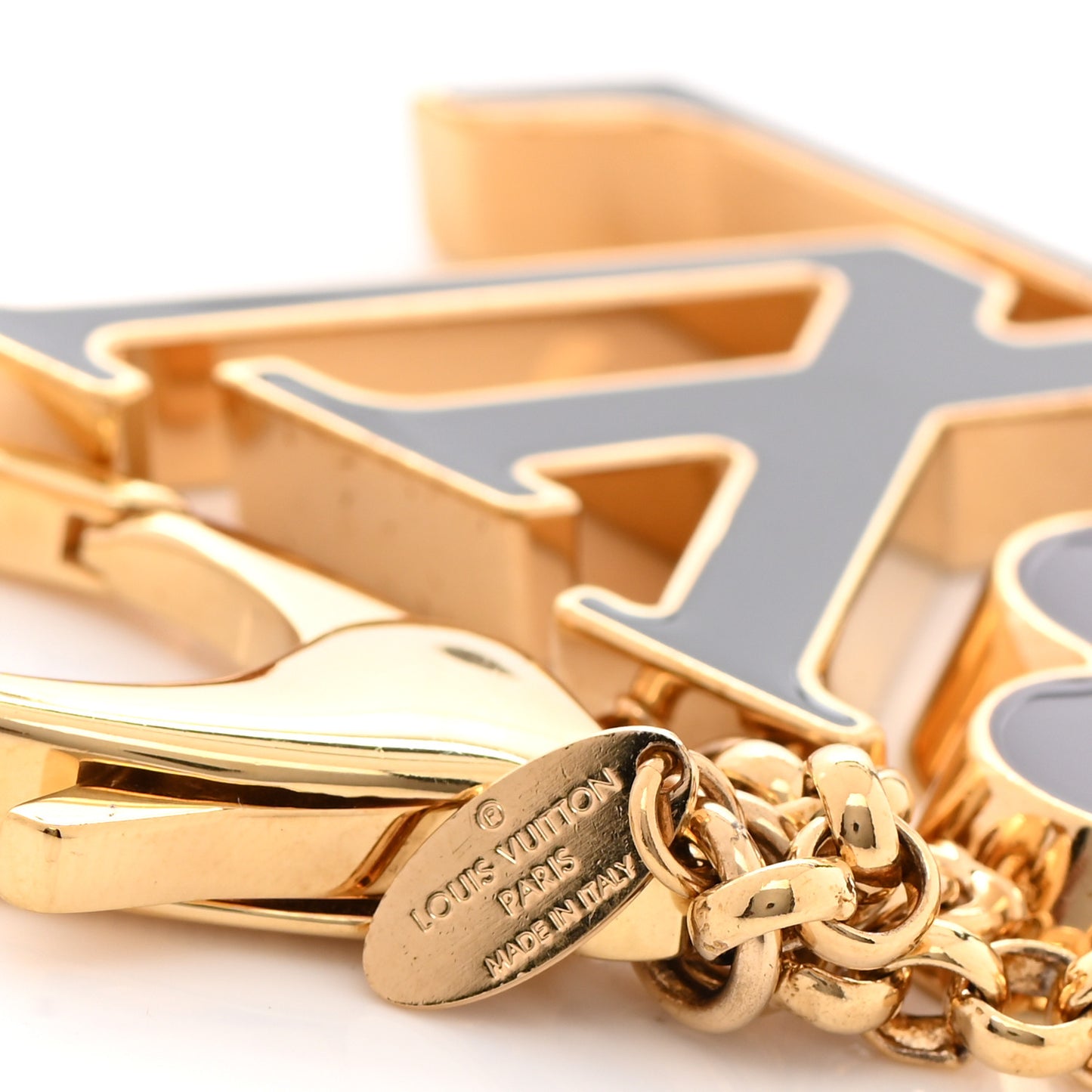 Metal Enamel Fleur De Monogram Bag Charm Dore