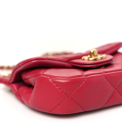 Chanel Calfskin Quilted Lady Handle Flap Card Holder With Chain Dark Pink 10 of 11
