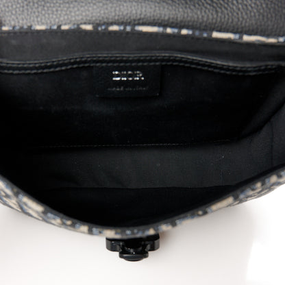 Christian Dior Oblique Jacquard Grained Calfskin Small Saddle Messenger Bag Beige Black 5 of 10