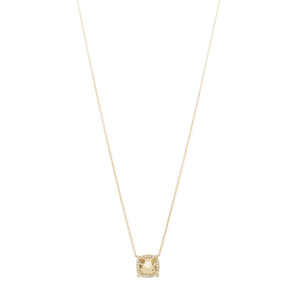 David Yurman 18K Yellow Gold Diamond Champagne Citrine 7mm Petite Chatelaine Pave Bezel Pendant Necklace 1 of 6