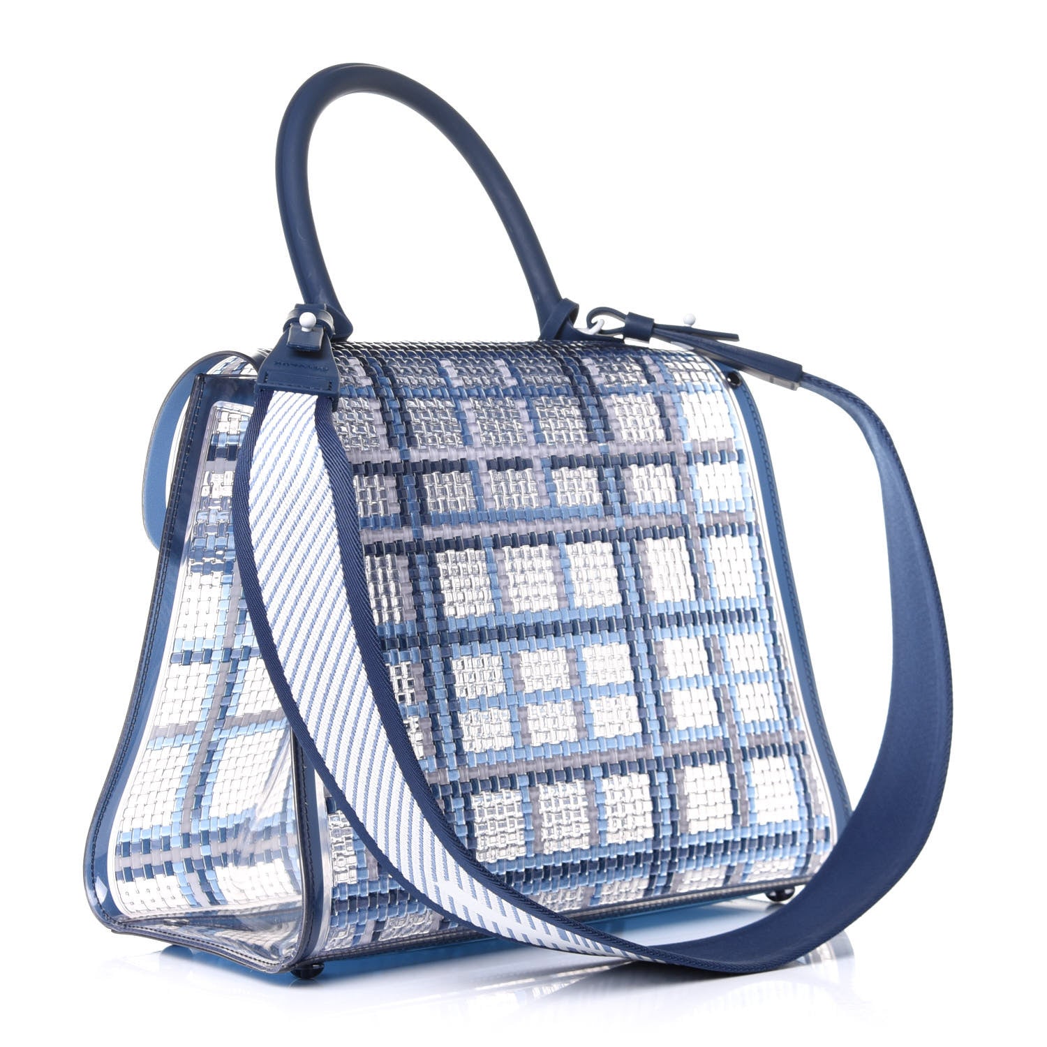 Delvaux Vinyl Gingham The Dreamer MM Brillant Satchel Navy 3 of 13