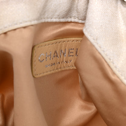 Chanel Metallic Jersey Quilted Melrose Cabas Light Beige 6 of 9