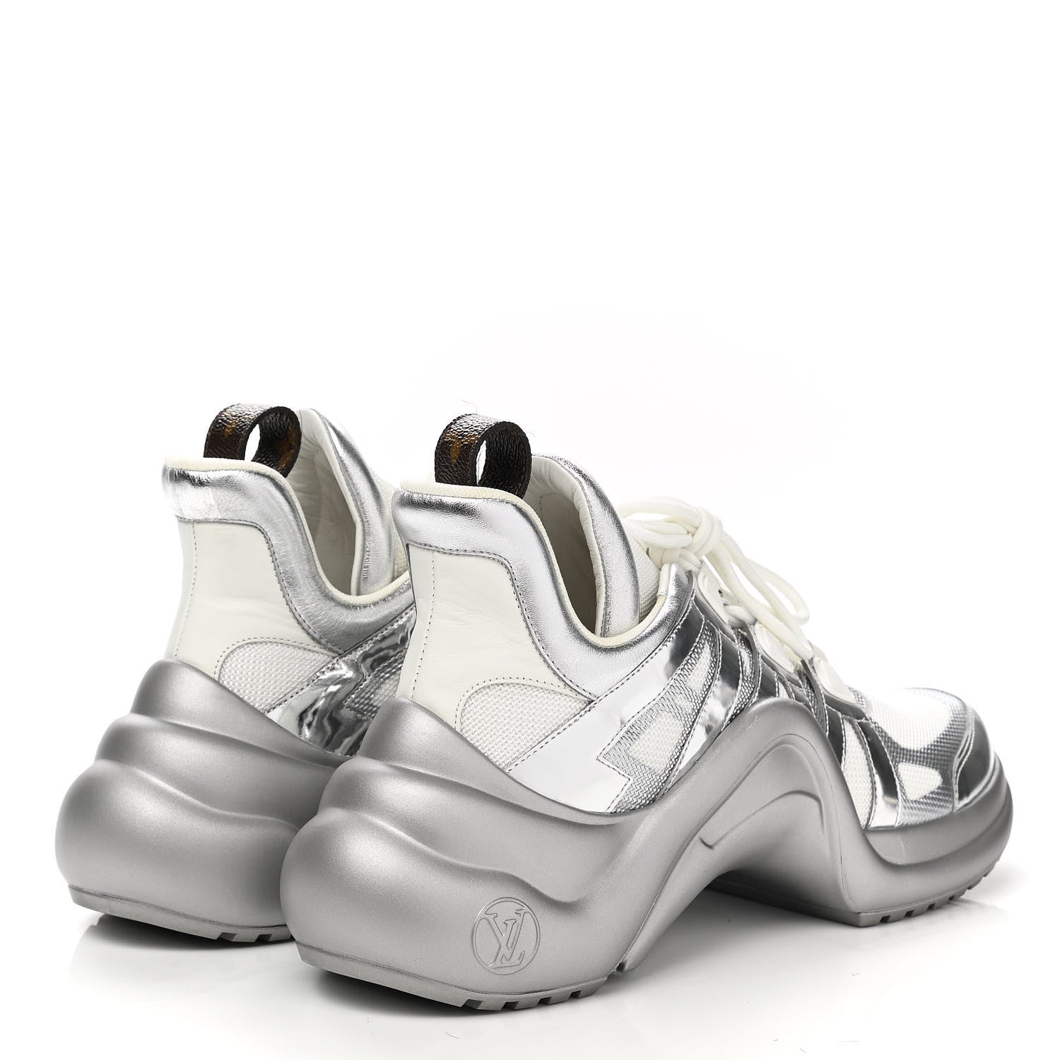Louis Vuitton Metallic Calfskin Technical Nylon LV Archlight Sneakers 41 White Silver 4 of 10