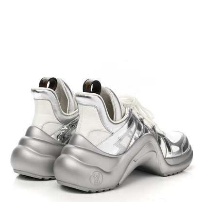 Louis Vuitton Metallic Calfskin Technical Nylon LV Archlight Sneakers 41 White Silver 4 of 10