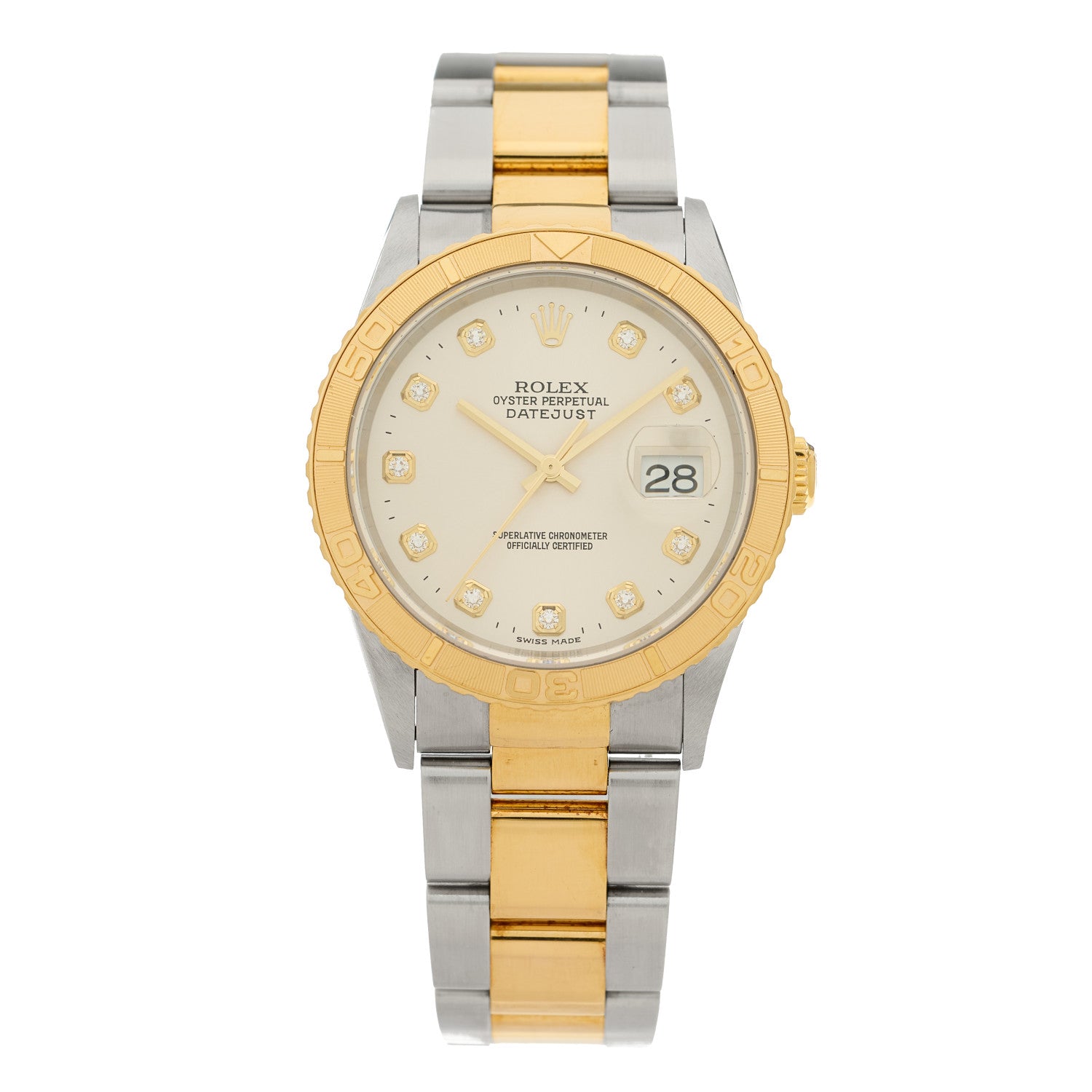 Rolex Stainless Steel 18K Yellow Gold Diamond 36mm Oyster Perpetual "Thunderbird" Datejust Watch Silver 16263 1 of 4