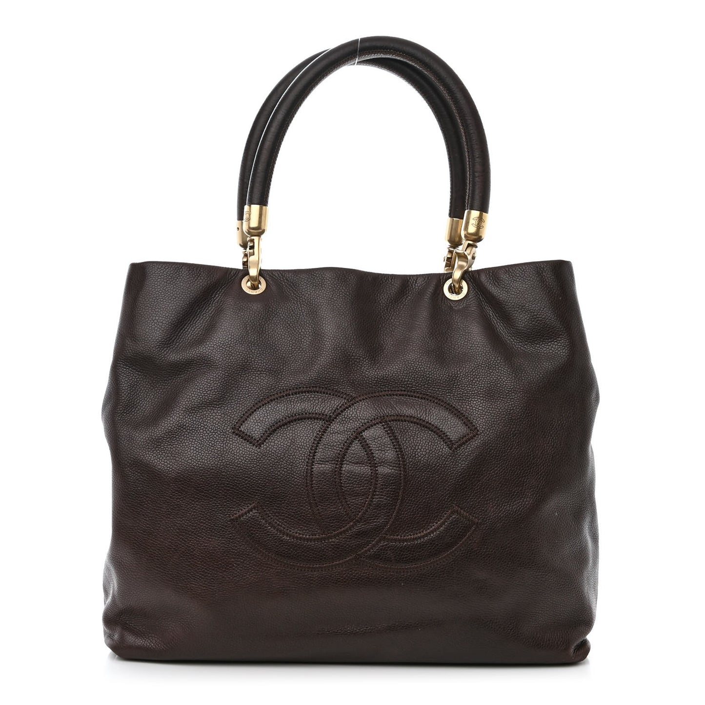 Caviar CC Stitched Tote Dark Brown