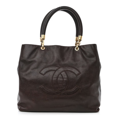 Chanel Caviar CC Stitched Tote Dark Brown 1 of 11