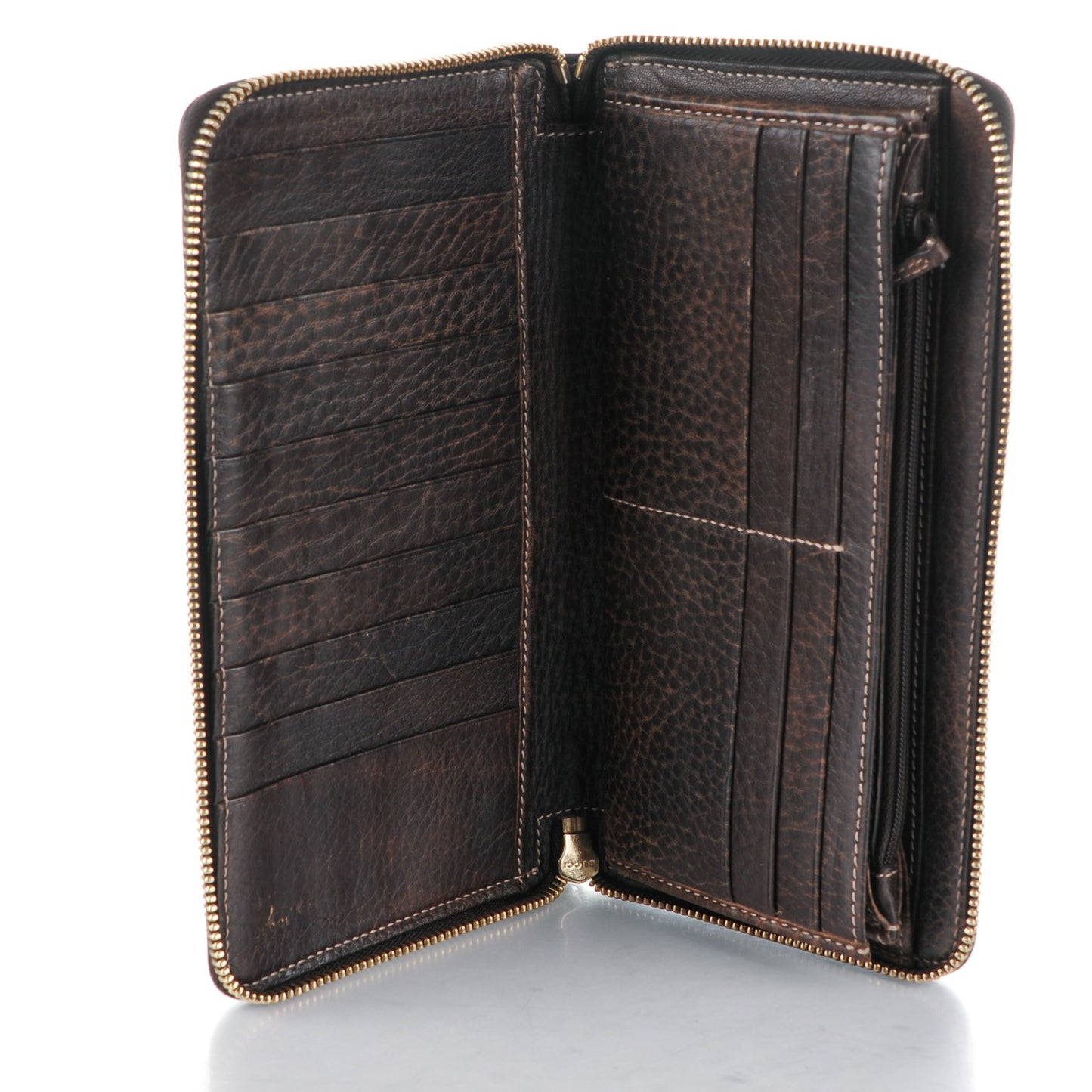 Monogram Calfskin Bamboo Tassel Zip Around Wallet Beige Ebony Chocolate