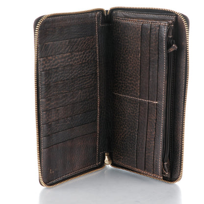 Gucci Monogram Calfskin Bamboo Tassel Zip Around Wallet Beige Ebony Chocolate 5 of 7