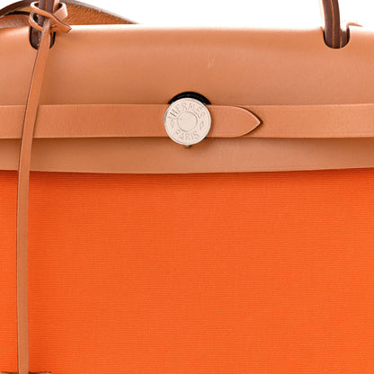 Hermes Toile Officer Vache Hunter Herbag Zip 31 PM Feu Natural 9 of 15