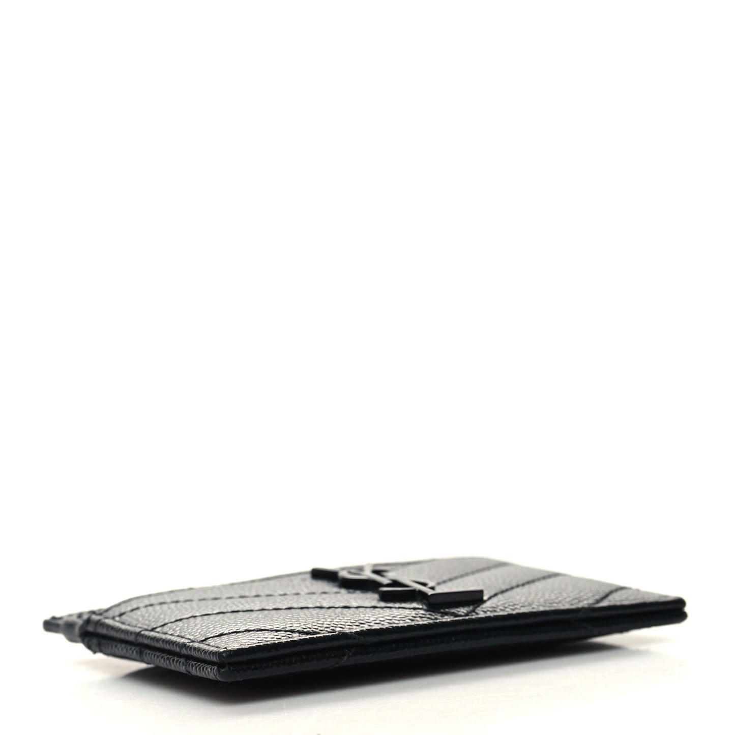 Grain De Poudre Matelasse Chevron Monochrome Monogram Credit Card Case Black