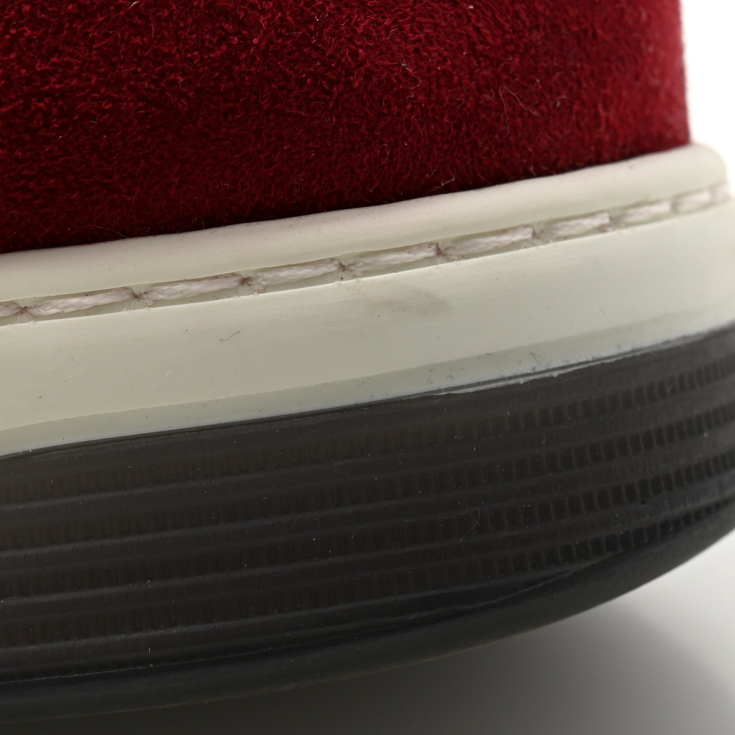 Chanel Suede Kidskin Womens CC Sneakers 38.5 Burgundy White 9 of 12