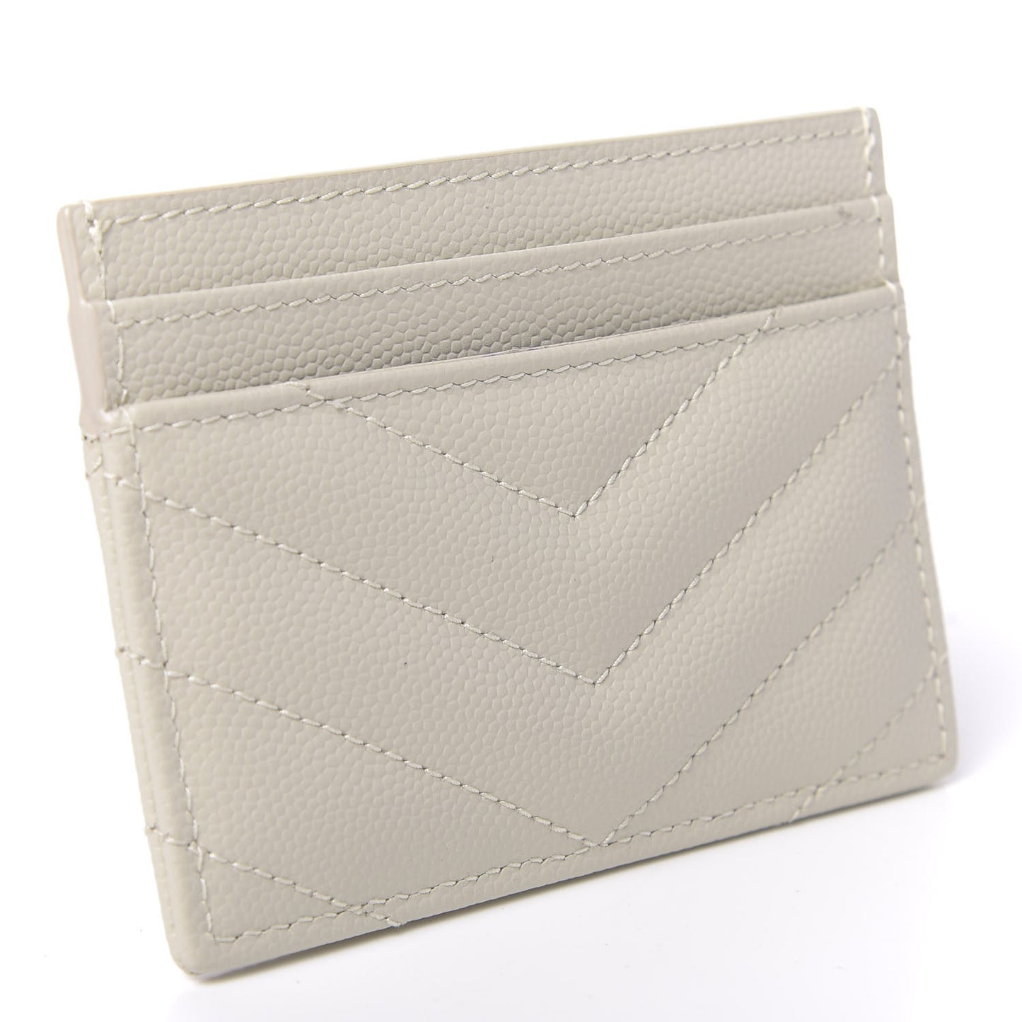 Grain De Poudre Matelasse Chevron Monogram Credit Card Case Crema Soft