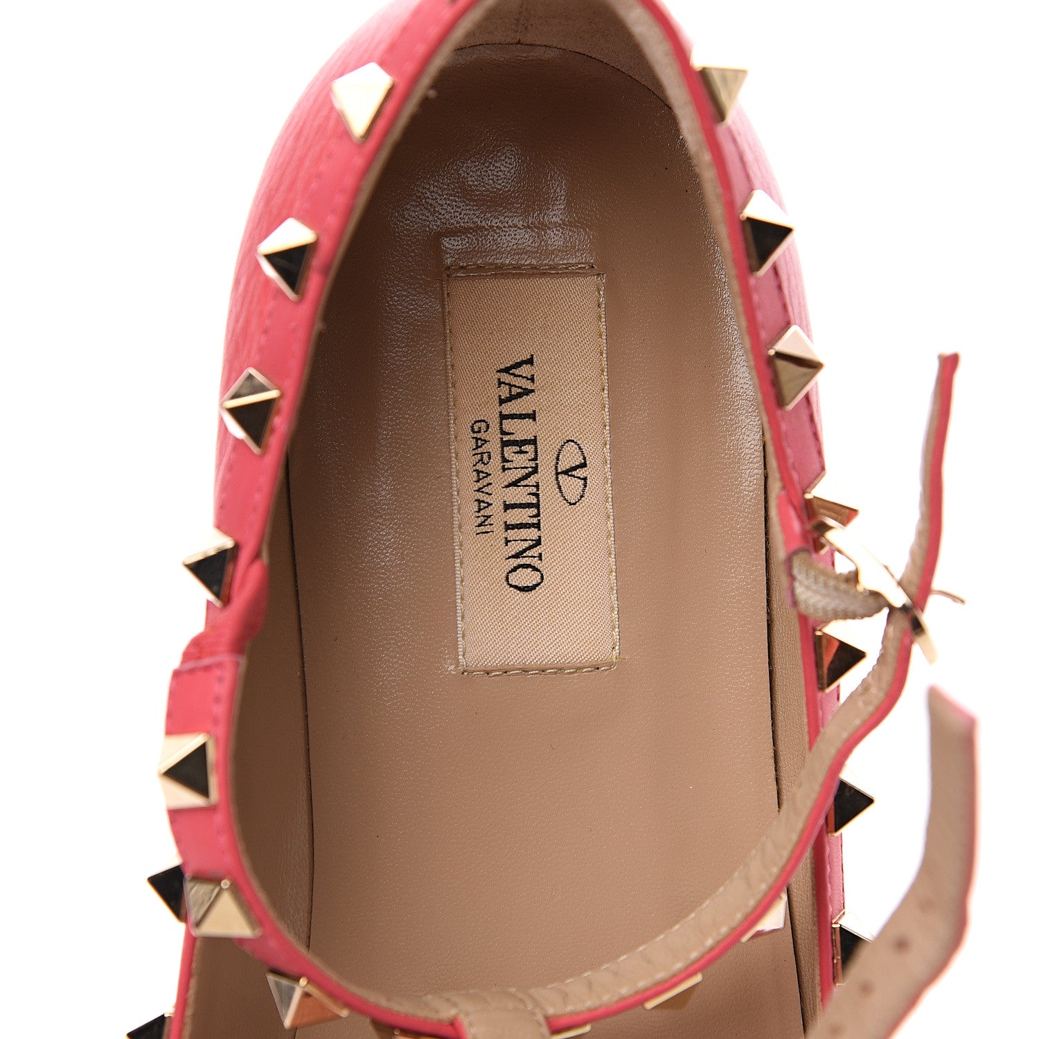 Valentino Garavani Pebbled Calfskin Rockstud Cage Ballerina Flats 39 Deep Rose 6 of 11