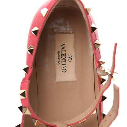Valentino Garavani Pebbled Calfskin Rockstud Cage Ballerina Flats 39 Deep Rose 6 of 11
