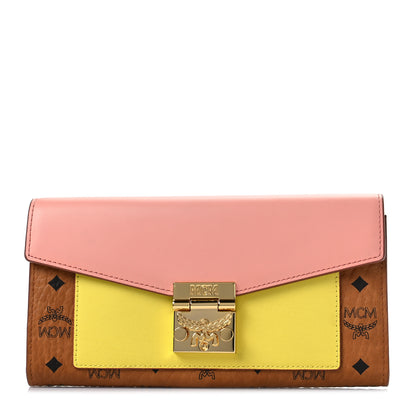 MCM Visetos Large Patricia Wallet On Chain Block Pink Yellow 1 of 6
